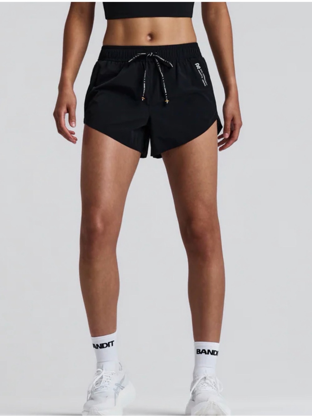 Women’s Black Athletic Running Shorts with Drawcord